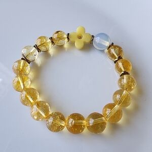 Citrine Beaded Bracelet with Floral Charm